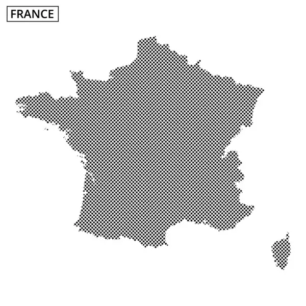 Fransa 'nın coğrafi ana hatlarını ve anahtar özelliklerini oluşturmak için siyah noktalar kullanan ayrıntılı temsili.
