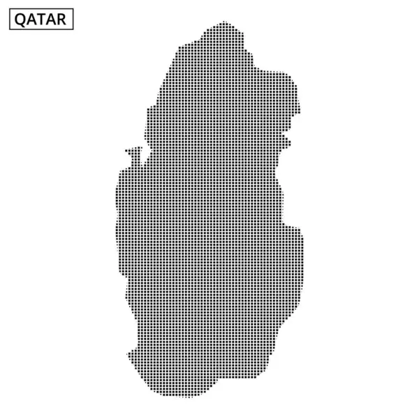 Katar 'ın ana hatları, dokulu bir arkaplan karşısında noktalı bir desen ile temsil ediliyor, coğrafi şeklini yaratıcı bir şekilde vurguluyor..