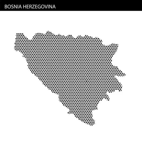 Bosna-Hersek 'in coğrafi şeklini vurgulayan biçimlendirilmiş nokta desenli haritası.