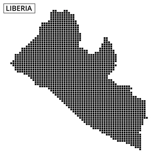 Liberya haritasının coğrafi özelliklerini ve şeklini vurgulayan bir nokta deseni çizimi.