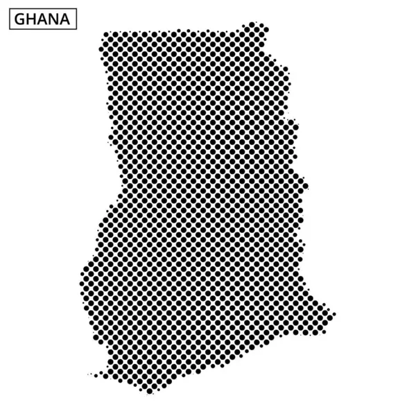 Bu sanat eseri Gana 'nın eşsiz coğrafi biçimini ve düzenini vurgulayan noktalı bir haritasını gösteriyor..