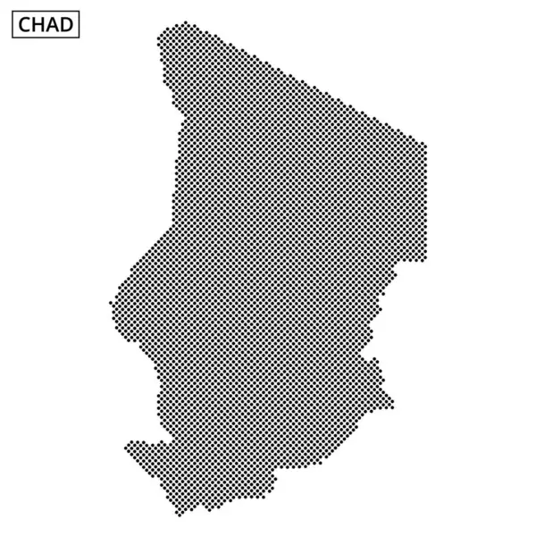 Bu harita, coğrafi şeklini vurgulayan belirgin noktalı bir tasarım içeren Çad ülkesini gösteriyor..