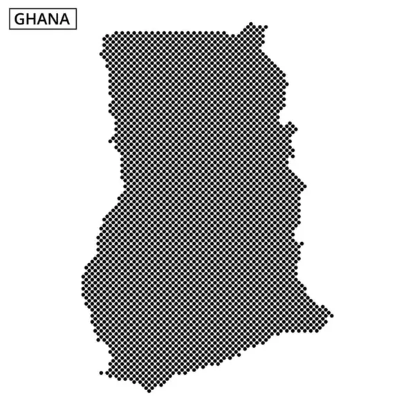 Bu sanat eseri Gana 'nın eşsiz coğrafi biçimini ve düzenini vurgulayan noktalı bir haritasını gösteriyor..