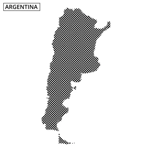 Arjantin 'in noktalı temsiliyle özgün ana hatları gözler önüne serilirken, aynı zamanda ülkenin adı yukarıda yer alıyor..