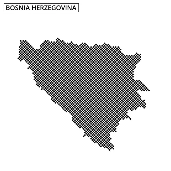 Bosna-Hersek 'in coğrafi şeklini vurgulayan biçimlendirilmiş nokta desenli haritası.