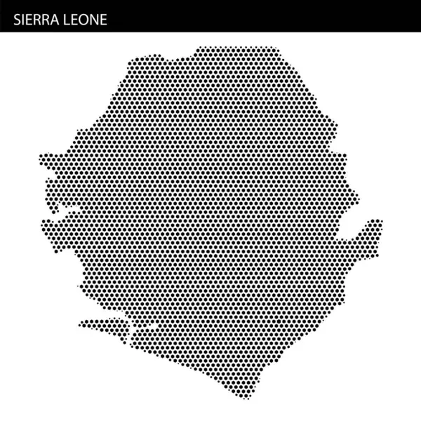 Sierra Leone 'nin detaylı haritasında eşsiz noktalı bir dizayn ile şekilleri ve coğrafi özellikleri gösteriliyor..
