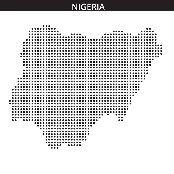 Nijerya 'nın coğrafi özelliklerini ve ana hatlarını vurgulayan detaylı bir nokta deseni kullanan yaratıcı bir temsili..