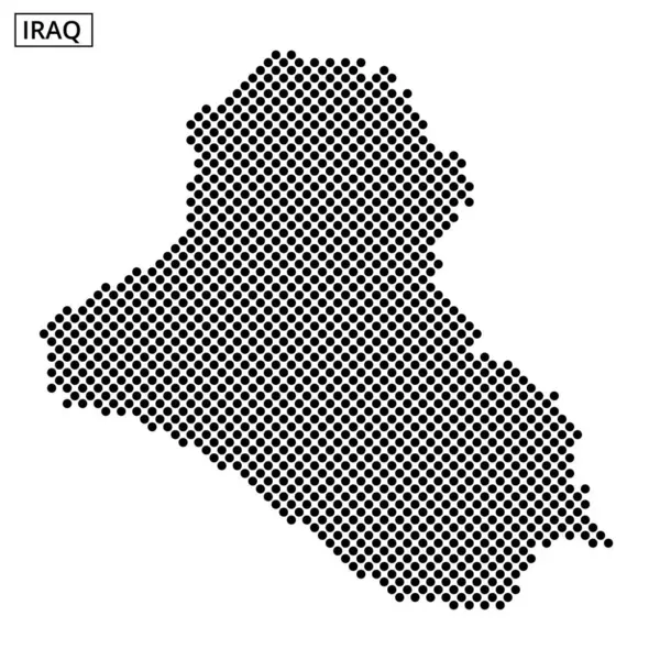 Irak 'ın ayrıntılı noktalı haritası ülkenin ana hatlarını tek renkli bir tasarım ile gösteriyor. Eserde coğrafi özellikler vurgulanıyor.