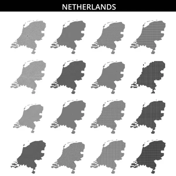 Hollanda 'nın noktalı temsili, coğrafi hatlarını ve sanatsal olarak farklı alanları vurguluyor..