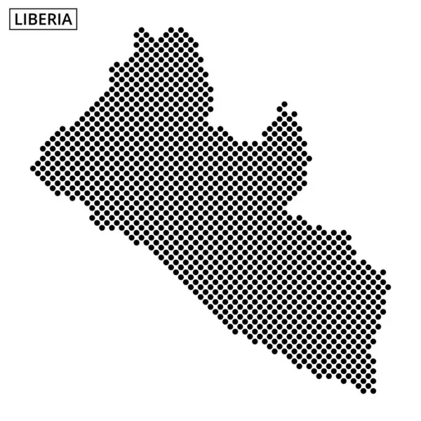 Liberya haritasının coğrafi özelliklerini ve şeklini vurgulayan bir nokta deseni çizimi.