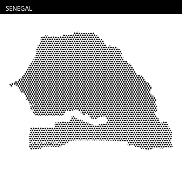 Senegal 'in noktalı bir tasarım kullanarak detaylı bir temsili, şeklini ve coğrafi düzenini açıkça gösteriyor.