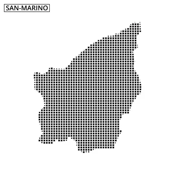Benzersiz bir pikselleştirilmiş tasarım, San Marino 'nun dış hatlarını sergiliyor, coğrafi şeklini sanatsal bir şekilde vurguluyor..