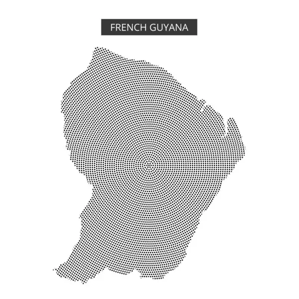 Bu illüstrasyon, Fransız Guyana 'sının eşsiz coğrafi hatlarını ve özelliklerini vurgulayan noktalı bir haritasını gösterir..