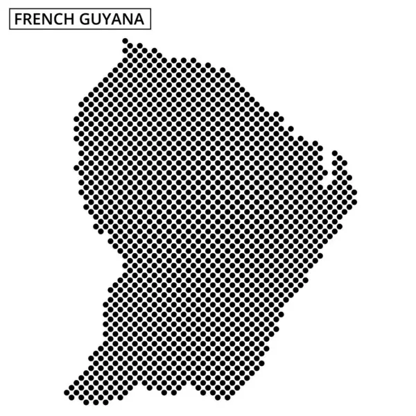 Bu illüstrasyon, Fransız Guyana 'sının eşsiz coğrafi hatlarını ve özelliklerini vurgulayan noktalı bir haritasını gösterir..