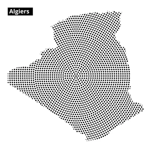 Cezayir 'in noktalı desenli yaratıcı bir tasviri, hafif bir arka planda şehrin belirgin ana hatlarını vurgular..