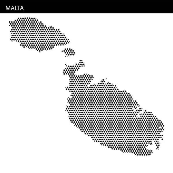 Adanın şeklini ve coğrafi özelliklerini vurgulayan noktalı bir doku kullanarak Malta 'nın ana hatlarının ayrıntılı bir temsili.