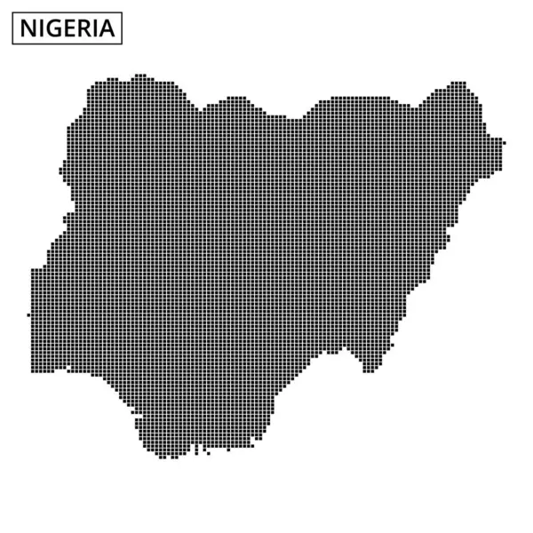 Nijerya 'nın coğrafi özelliklerini ve ana hatlarını vurgulayan detaylı bir nokta deseni kullanan yaratıcı bir temsili..