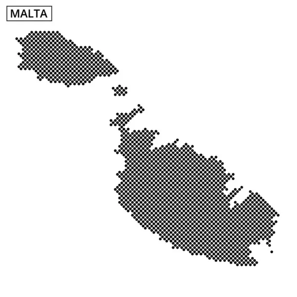 Adanın şeklini ve coğrafi özelliklerini vurgulayan noktalı bir doku kullanarak Malta 'nın ana hatlarının ayrıntılı bir temsili.