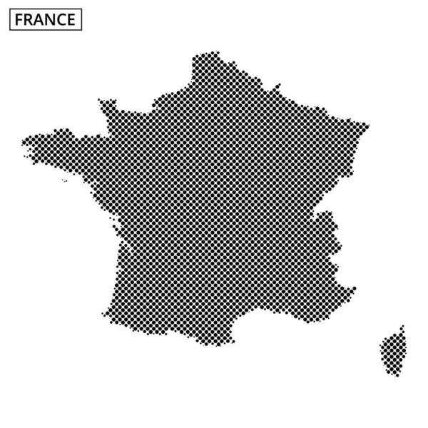 Fransa 'nın coğrafi ana hatlarını ve anahtar özelliklerini oluşturmak için siyah noktalar kullanan ayrıntılı temsili.
