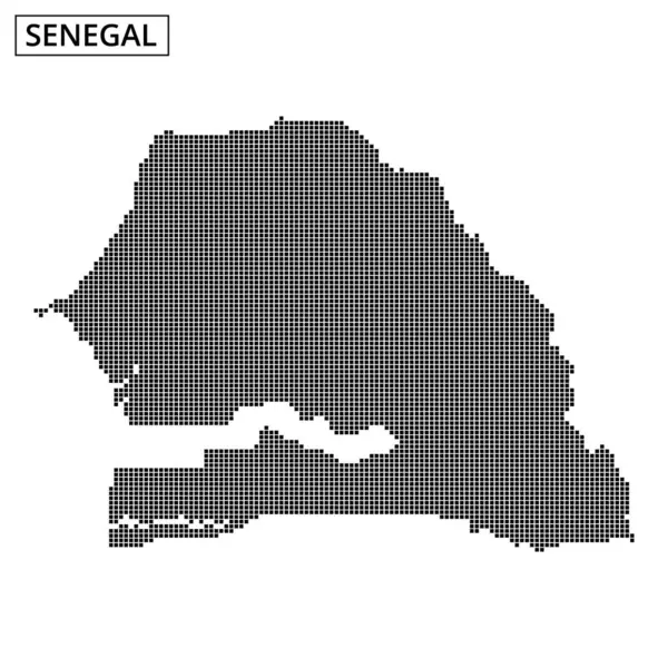 Senegal 'in noktalı bir tasarım kullanarak detaylı bir temsili, şeklini ve coğrafi düzenini açıkça gösteriyor.