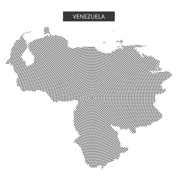 Venezuela 'nın coğrafi özelliklerini ve şeklini vurgulayan noktalı bir tasarımla oluşturulmuş detaylı bir haritası..