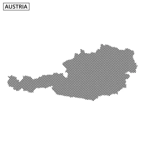 Avusturya haritasının noktalı bir gösterimi alanı dolduruyor, benzersiz ana hatlarını ve sınırlarını gösteriyor.