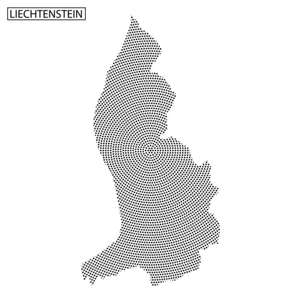 Lihtenştayn haritası, eşsiz biçimini ve coğrafi detaylarını vurgulayan noktalı bir siluet olarak gösterilir..