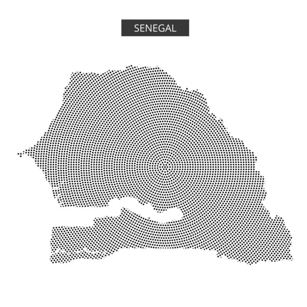 Senegal 'in noktalı bir tasarım kullanarak detaylı bir temsili, şeklini ve coğrafi düzenini açıkça gösteriyor.