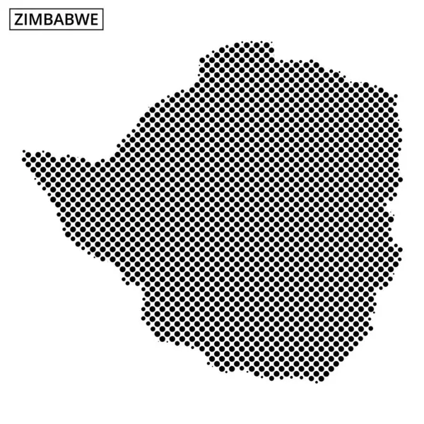 Zimbabwe 'nin nokta desenli haritası, ülkenin coğrafi düzeni ve sınırlarını vurguluyor..
