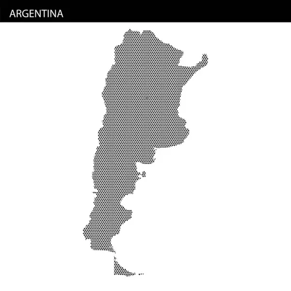 Arjantin 'in noktalı temsiliyle özgün ana hatları gözler önüne serilirken, aynı zamanda ülkenin adı yukarıda yer alıyor..