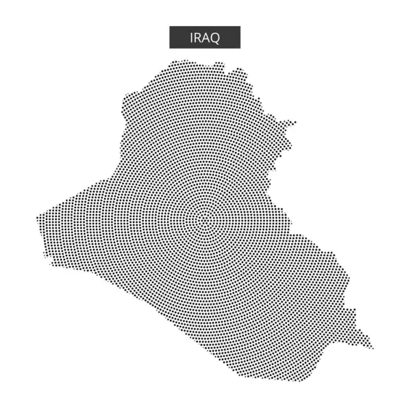 Irak 'ın ayrıntılı noktalı haritası ülkenin ana hatlarını tek renkli bir tasarım ile gösteriyor. Eserde coğrafi özellikler vurgulanıyor.
