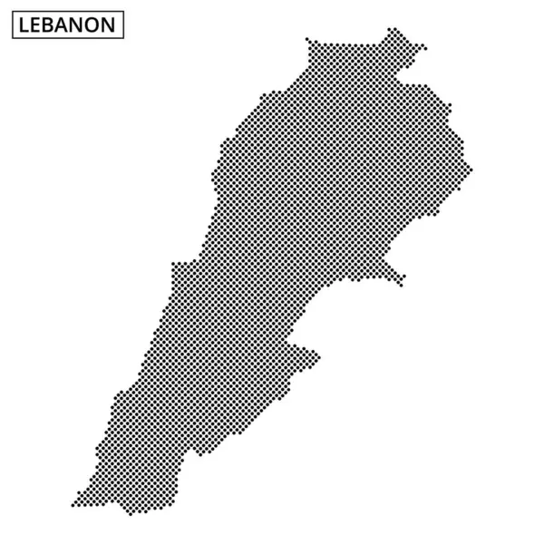Lübnan haritasının noktalı tasviri benzersiz şeklini ve coğrafi özelliklerini gösteriyor. Tasarım ülkenin ana hatlarını belirgin bir şekilde vurguluyor.