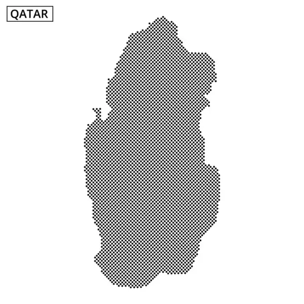 Katar 'ın ana hatları, dokulu bir arkaplan karşısında noktalı bir desen ile temsil ediliyor, coğrafi şeklini yaratıcı bir şekilde vurguluyor..
