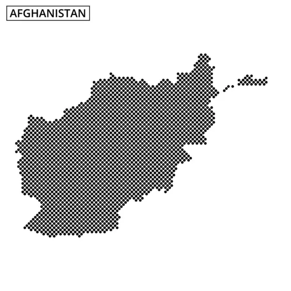 Afganistan haritası bir nokta deseni kullanılarak resmedilmiş, coğrafi hatları ve yakınlardaki ülkeleri gösteren, benzersiz şekli ve konumunu vurgulayan.