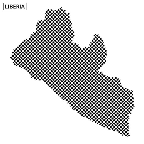 Liberya haritasının coğrafi özelliklerini ve şeklini vurgulayan bir nokta deseni çizimi.