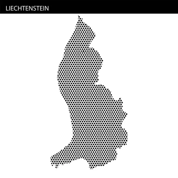 Lihtenştayn haritası, eşsiz biçimini ve coğrafi detaylarını vurgulayan noktalı bir siluet olarak gösterilir..