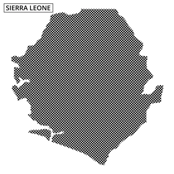 Sierra Leone 'nin detaylı haritasında eşsiz noktalı bir dizayn ile şekilleri ve coğrafi özellikleri gösteriliyor..