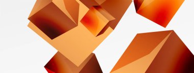 3d küp vektör soyut arkaplan. 3d kare şeklindeki temel geometrik elementlerin bileşimi. Duvar kağıdı, afiş, arkaplan veya iniş için moda tekno iş şablonu