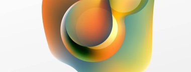 Fluid abstract background. Liquid color gradients composition. Round shapes and circle flowing design for wallpaper, banner, background or landing