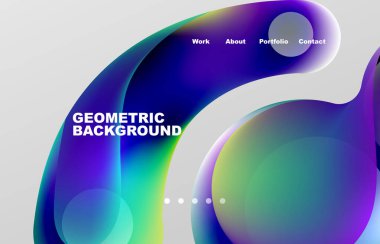 Landing page abstract liquid background. Flowing shapes, round design and circle. Web page for website or mobile app wallpaper