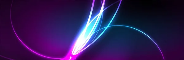 Blaue Neon Glühende Linien Magische Energie Raum Licht Konzept Abstrakte — Stockvektor