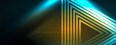 Neon parlak çizgiler ve açılar, sihirli enerji uzay ışığı konsepti. Duvar kağıdı, afiş, arkaplan, broşür, katalog, kapak, broşür