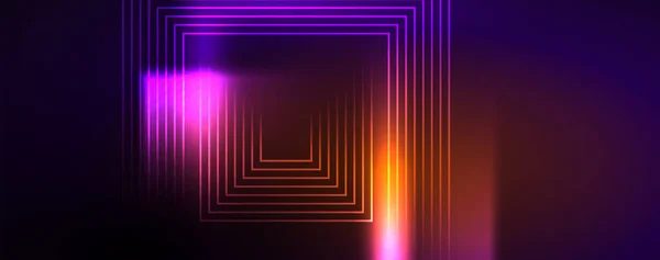 Neon Gloeiende Lijnen Hoeken Magische Energie Ruimte Licht Concept Vector — Stockvector