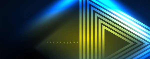 Neon Gloeiende Lijnen Hoeken Magische Energie Ruimte Licht Concept Vector — Stockvector
