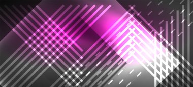 Arka plan duvar kağıtları, parlak çizgiler ve geometrik şekiller. Yapay Zeka teknolojisi, engelleme zinciri, iletişim, 5G, bilim, iş ve teknoloji konsepti için koyu duvar kağıdı