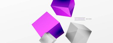 3d cubes vector abstract background. Composition of 3d square shaped basic geometric elements. Trendy techno business template for wallpaper, banner, background or landing