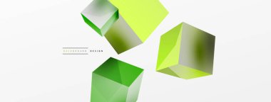 3d vector abstract background. Flying cubes composition. Trendy techno business template for wallpaper, banner, background or landing