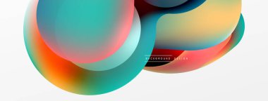 Fluid abstract background. Liquid color gradients composition. Round shapes and circle flowing design for wallpaper, banner, background or landing