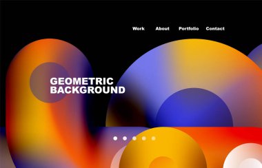 Website landing page abstract geometric background. Circles and round shapes. Web page for website or mobile app wallpaper