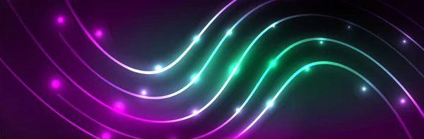 Neon Glödande Vätskevågslinjer Magisk Energi Utrymme Ljus Koncept Vektor Illustration — Stock vektor